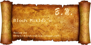 Bloch Miklós névjegykártya